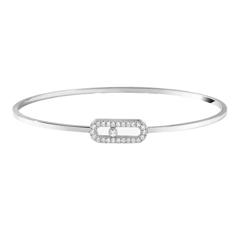 Messika 18kt White Gold and Pave Diamond Move Uno Flex Bangle